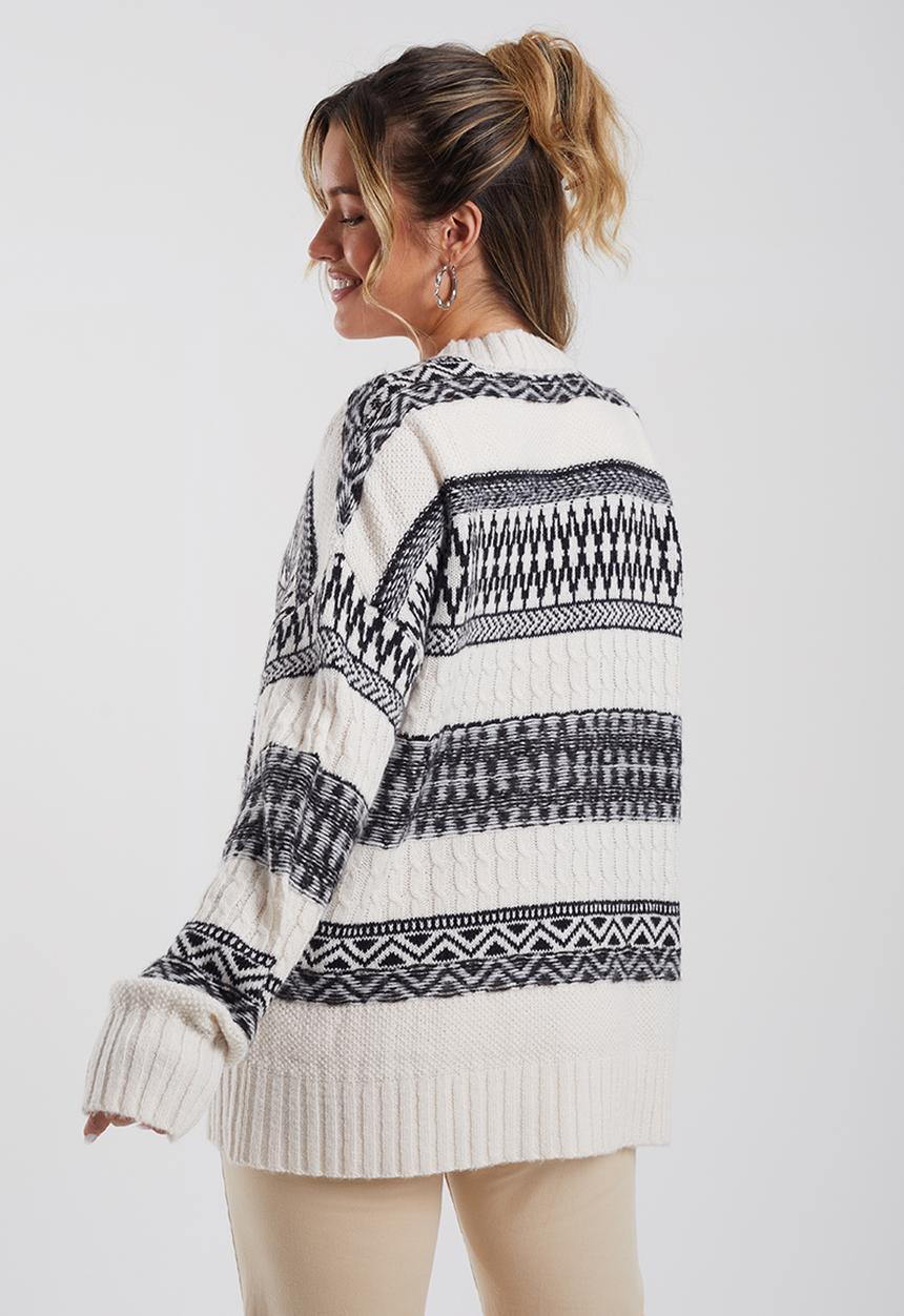 Brave Soul - 4 Button Cardigan - Oatmeal/Black