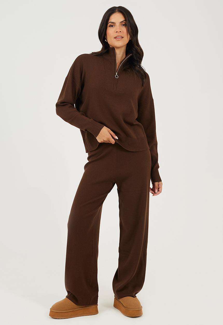 Brave Soul - Knitted Co-Ord Set - Chocolate