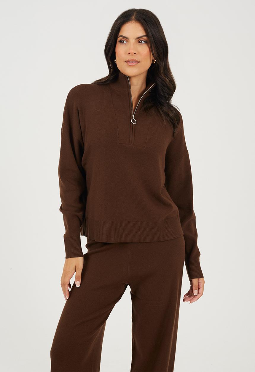 Brave Soul - Knitted Co-Ord Set - Chocolate