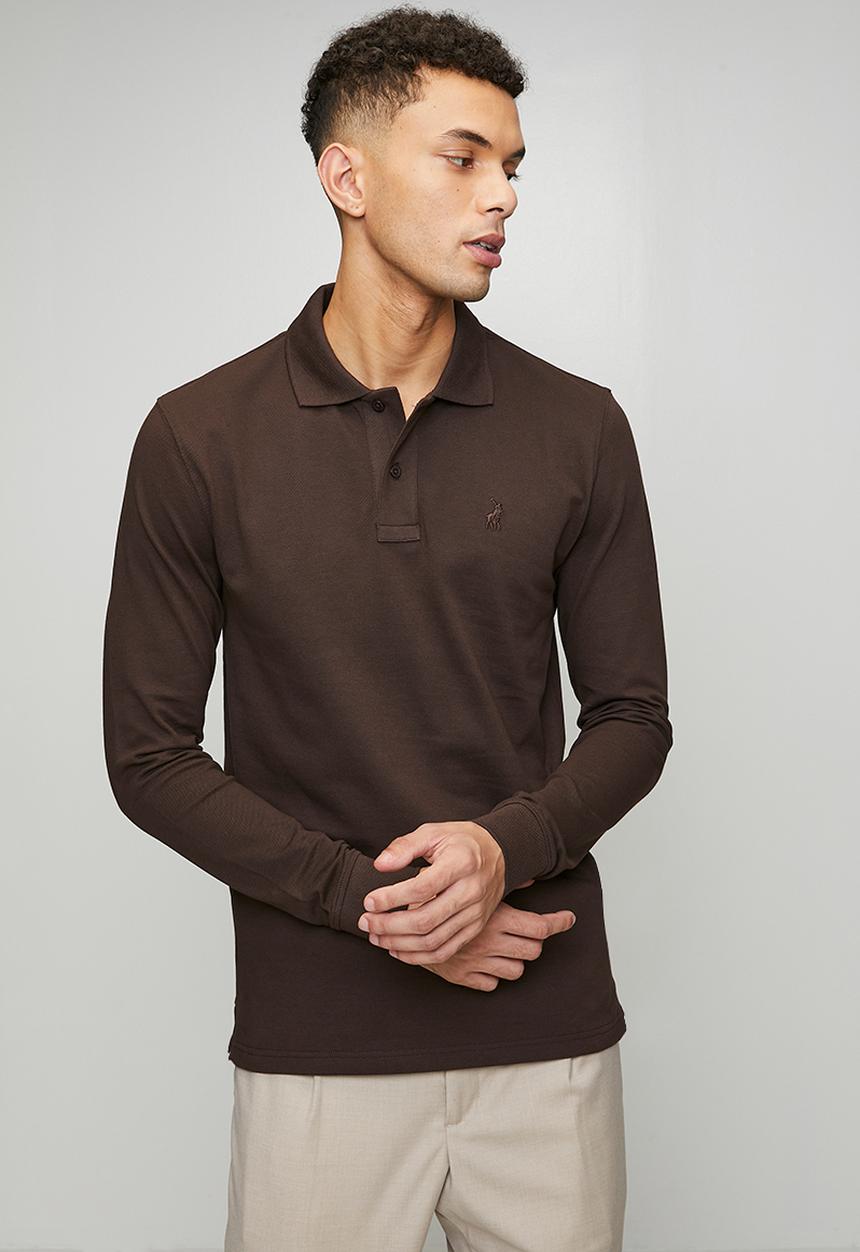 POLO - Carter Essential Pique Long sleeve Golfer - Brown