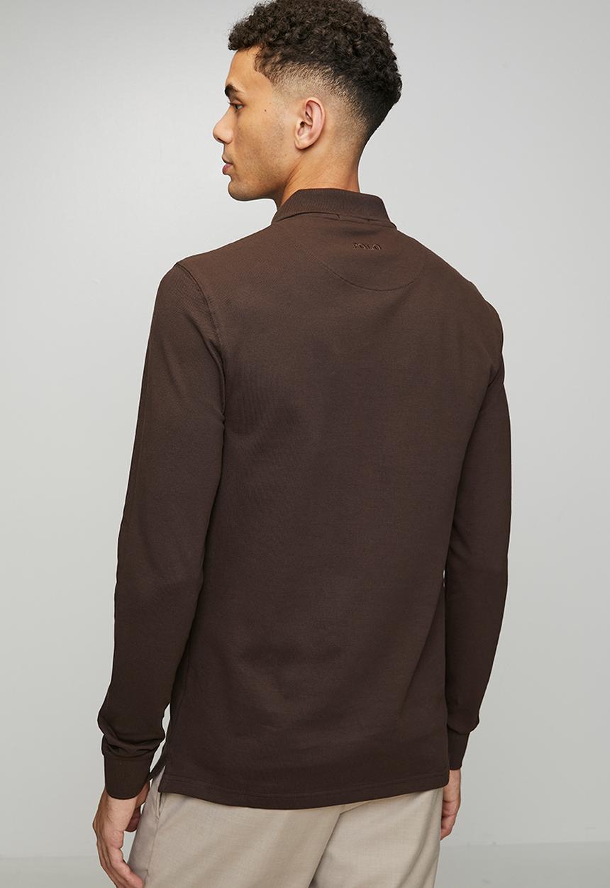 POLO - Carter Essential Pique Long sleeve Golfer - Brown