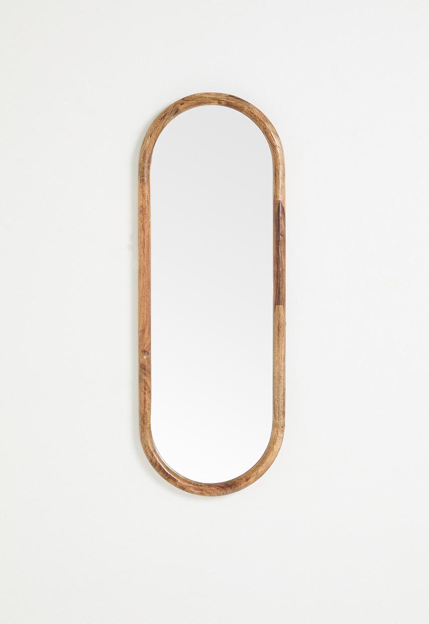 H&S - Oval mango wood mirror - Natural