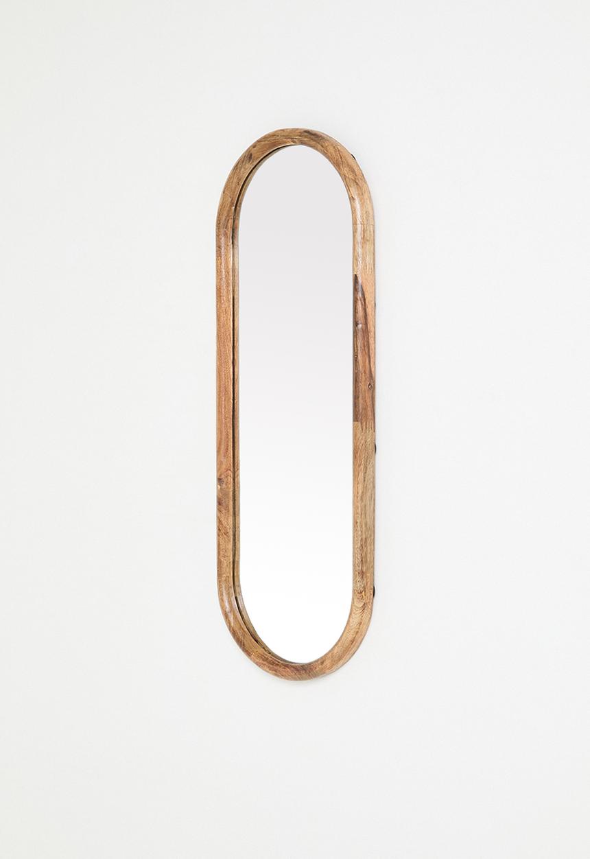 H&S - Oval mango wood mirror - Natural