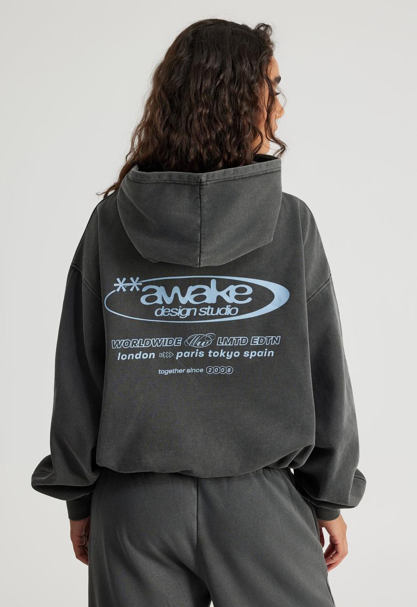 Factorie - Chloe Hoodie - Washed Black/Awake