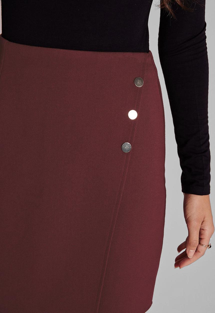 Missguided - Gold Button Wrap Mini Skirt