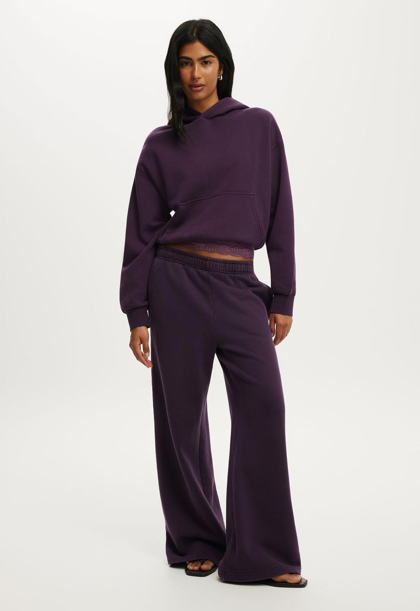 Cotton On - Baggy sweatpant - washed dark mulberry