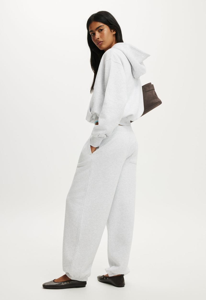 Cotton On - Boxy Fleece Hoodie - Light Grey Marle