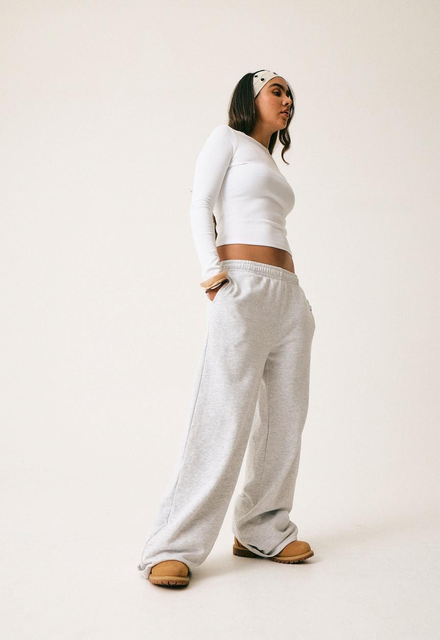 Factorie - Classic Wide Leg Trackpant - Silver Marle