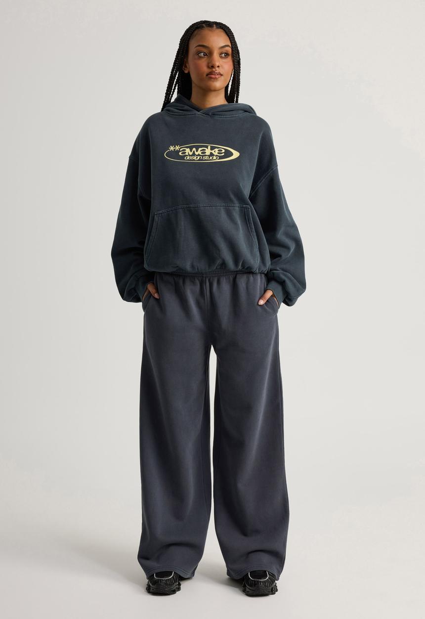 Factorie - Classic Wide Leg Trackpant - Washed Navy