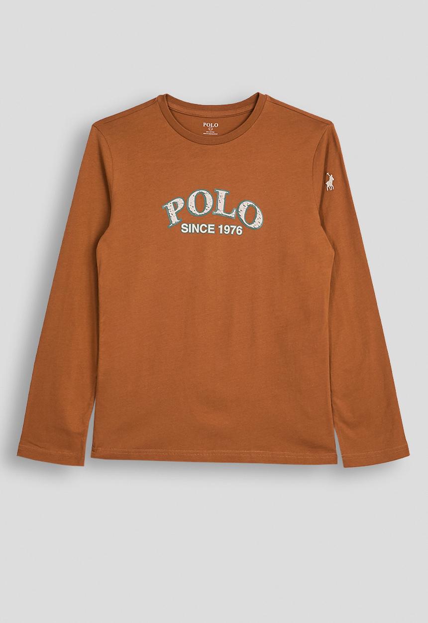 POLO - Boys keith puff print ls tee - clay