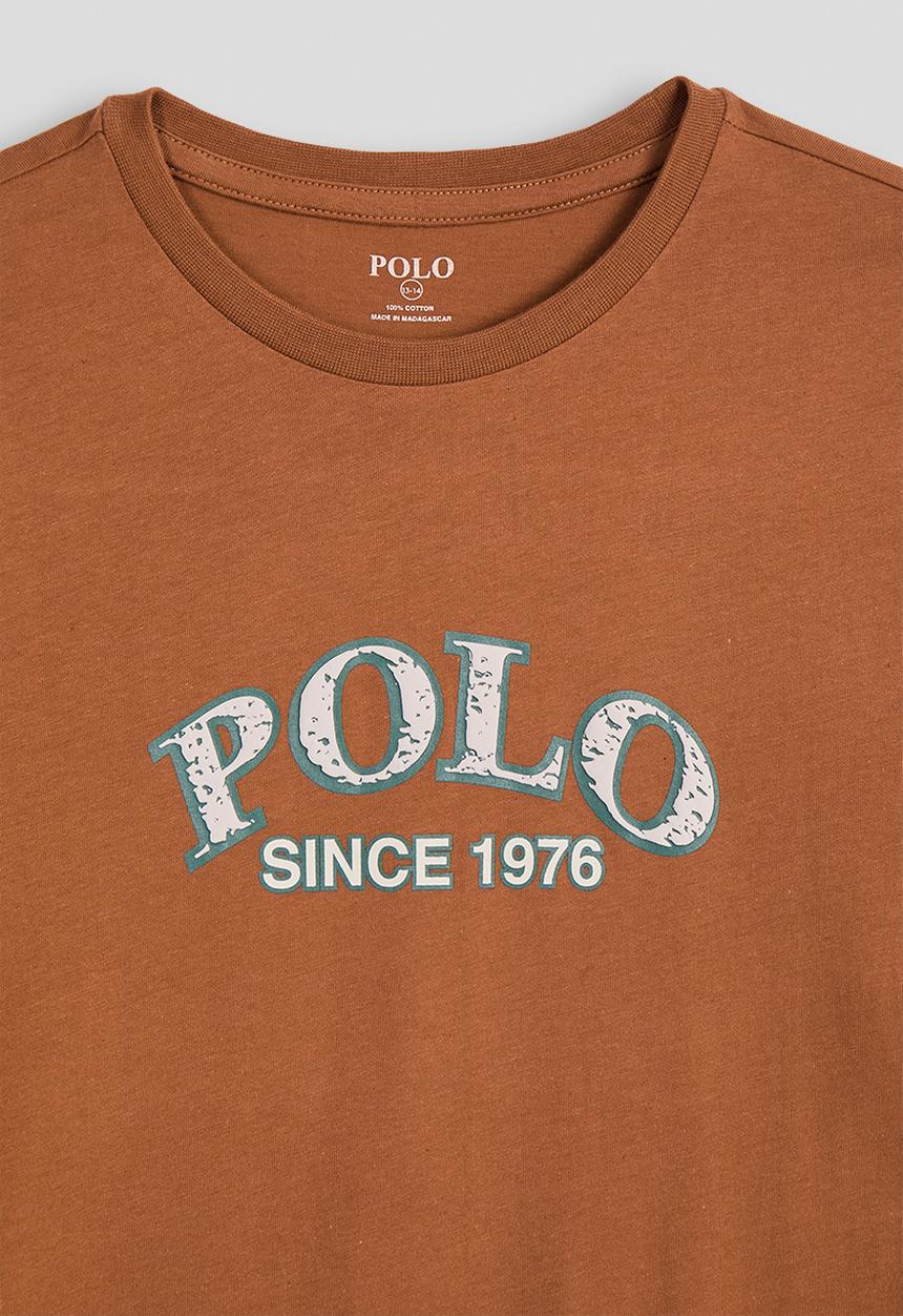 POLO - Boys keith puff print ls tee - clay