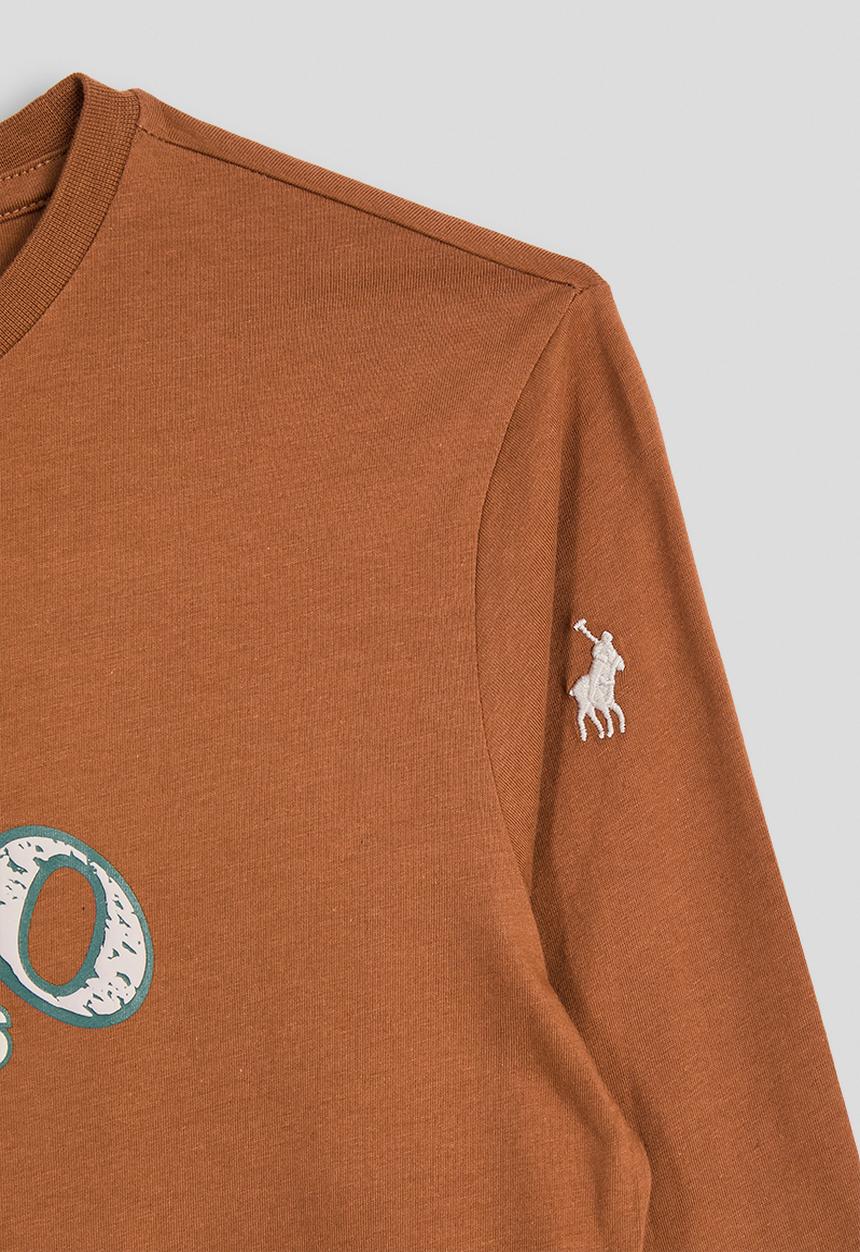 POLO - Boys keith puff print ls tee - clay