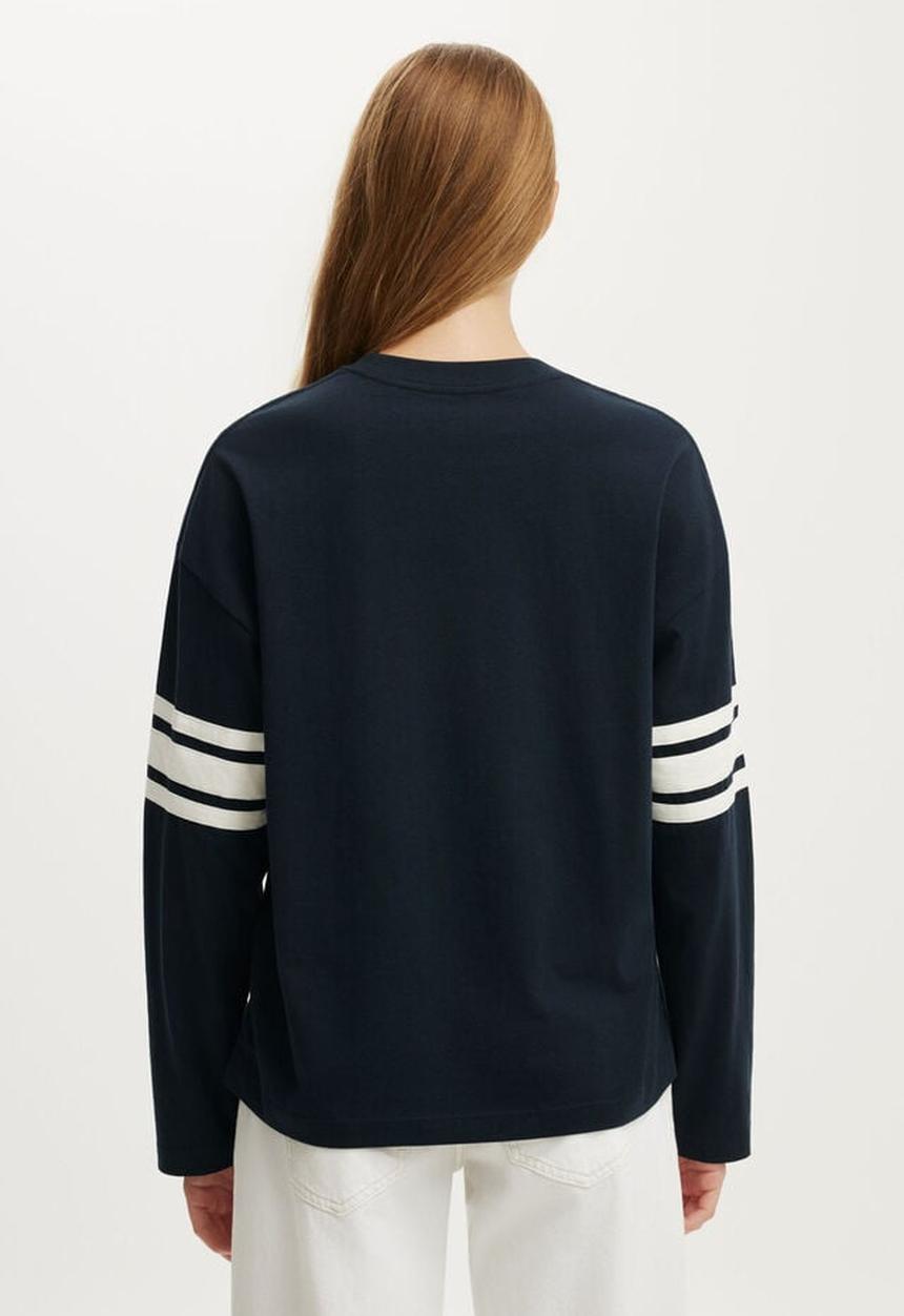 Cotton On - Long sleeve oversized graphic tee - ink navy