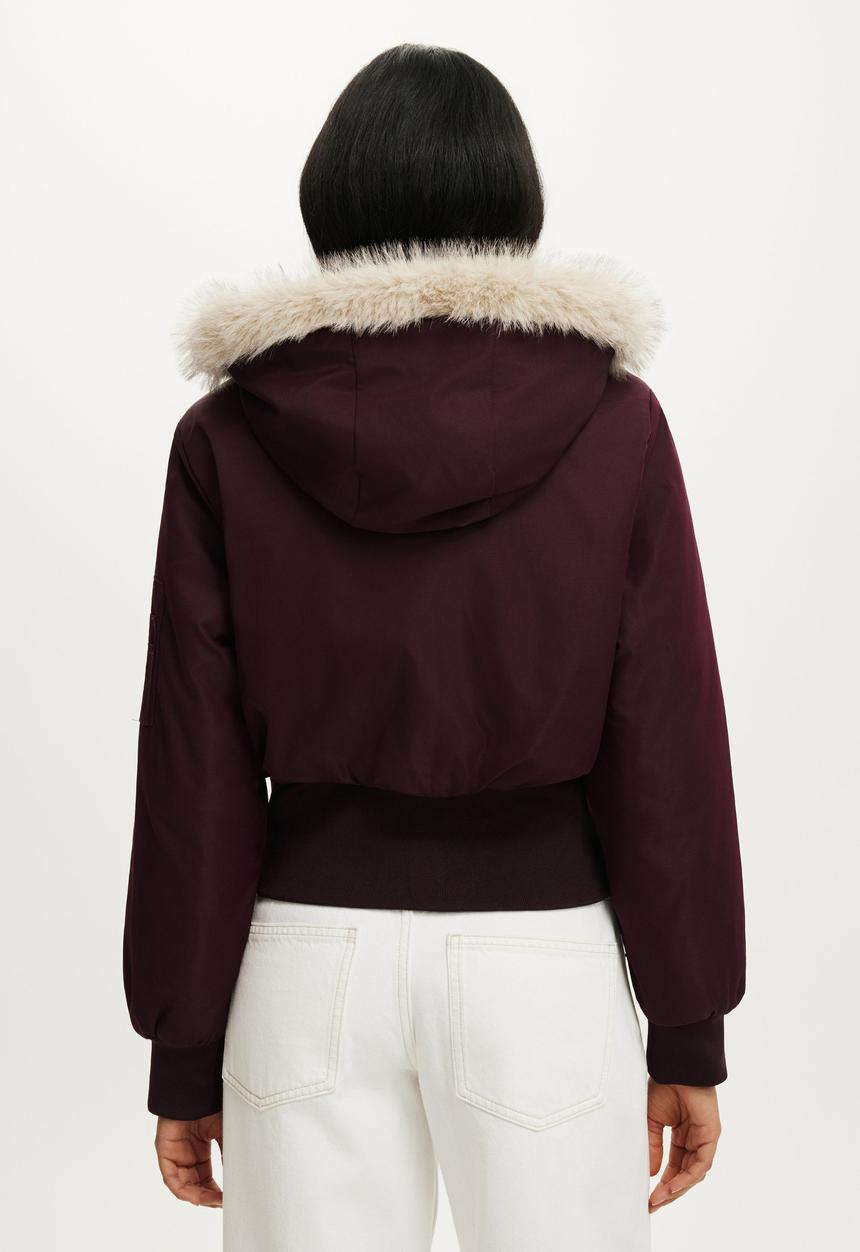 Cotton On - Remi hooded bomber jacket - noble plum