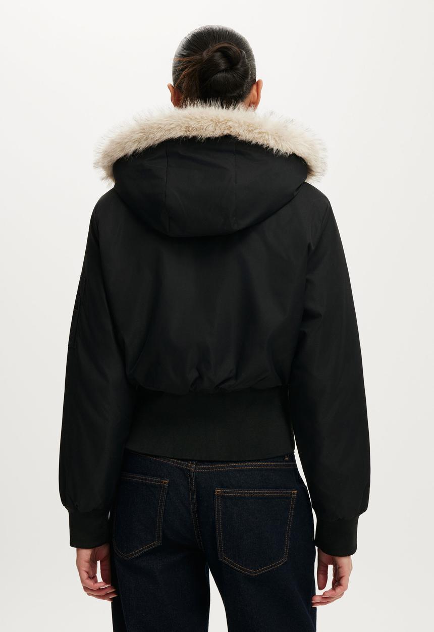 Cotton On - Remi hooded bomber jacket - black
