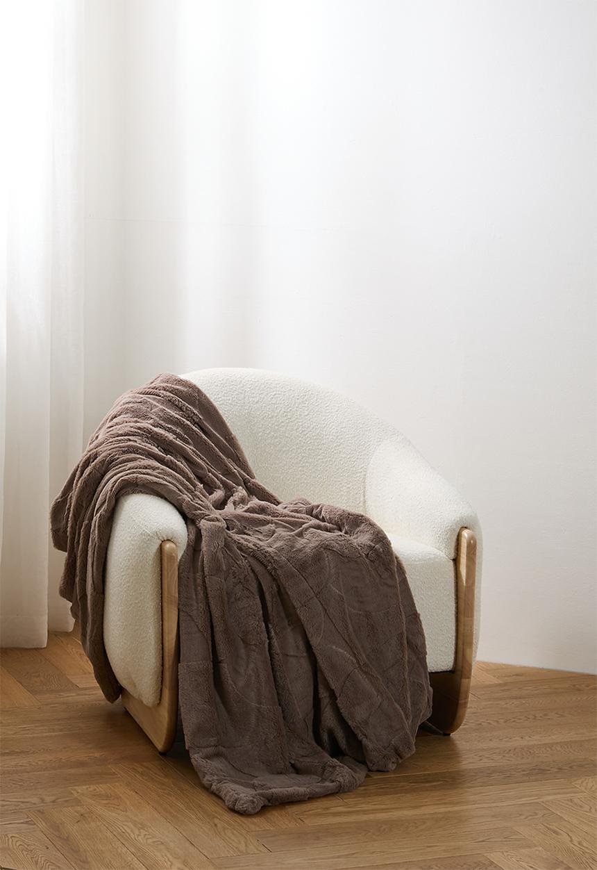 H&S - Lustra Faux Fur Throw 160cm x 130cm Coffee