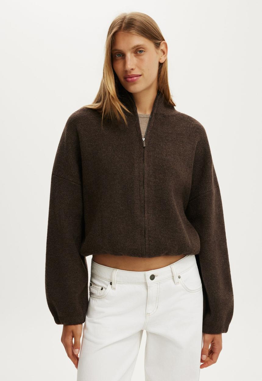 Cotton On - Luxe bomber - dark oak marle
