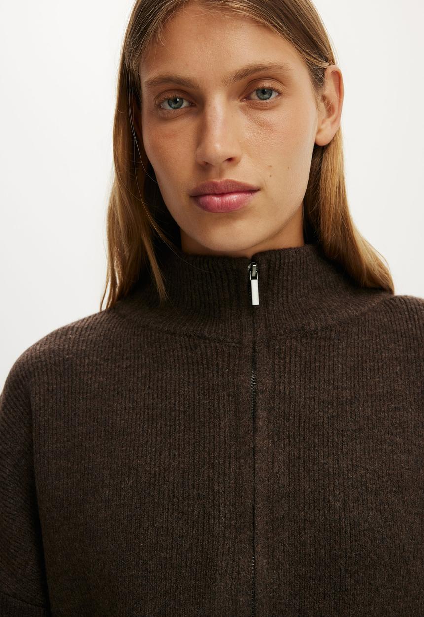 Cotton On - Luxe bomber - dark oak marle