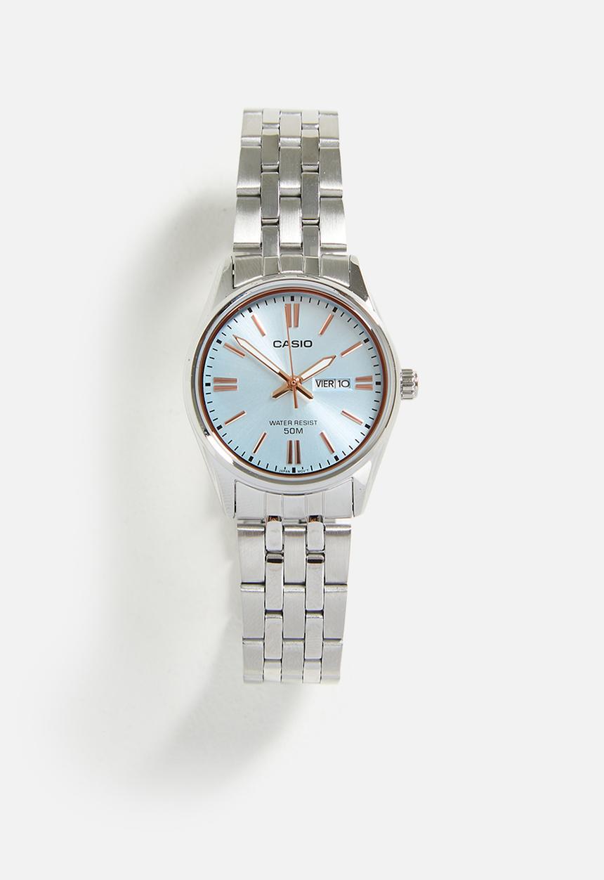 Casio - Analog Ss Ion 50M Date Blue - Silver