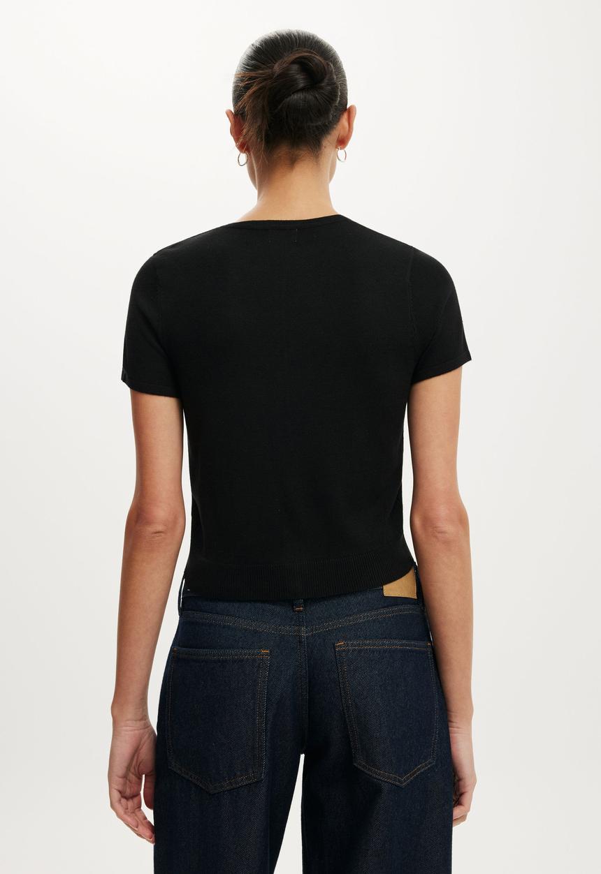 Cotton On - Cap sleeve crew cardi - black