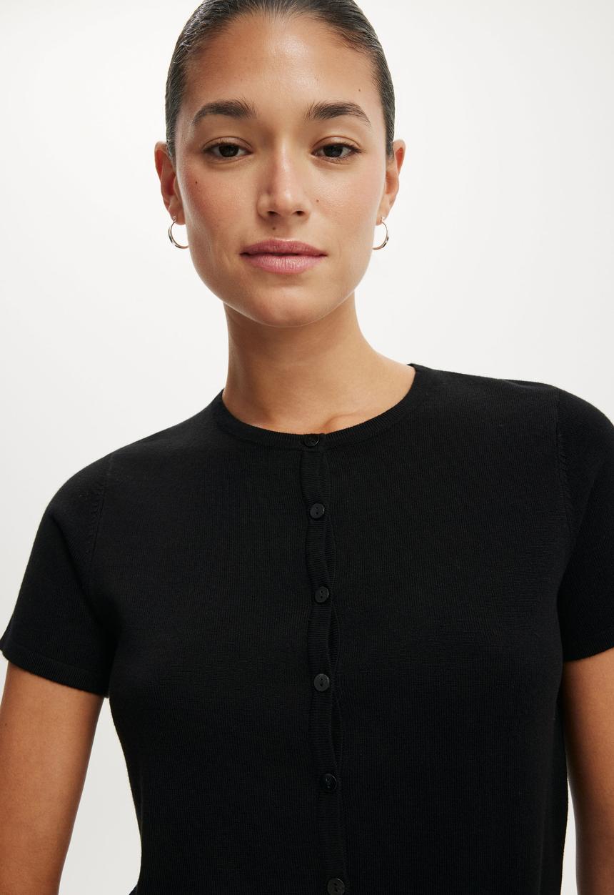 Cotton On - Cap sleeve crew cardi - black