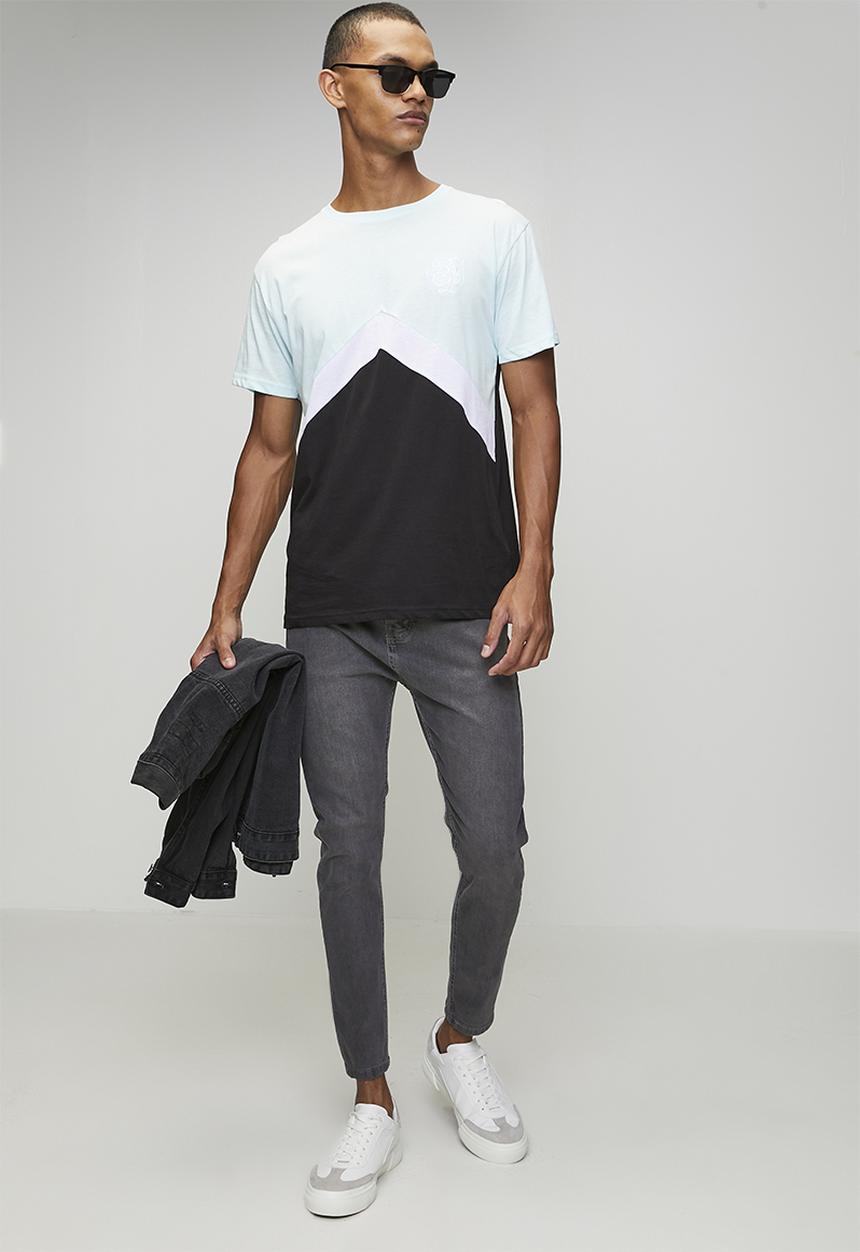 Brave Soul - Crew Neck Short Sleeve T-Shirt  - Pale Mint/Optic White/Jet Black