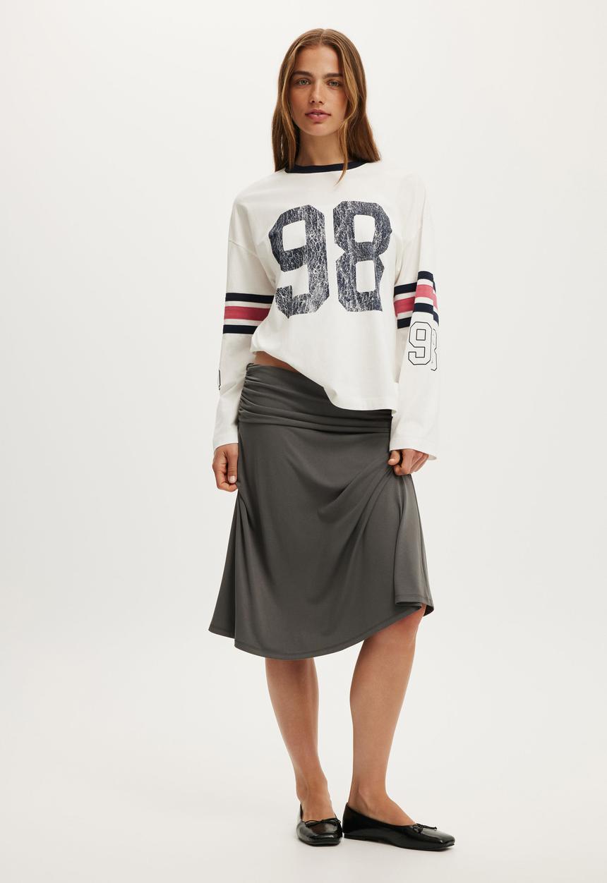 Cotton On - LS oversized graphic tee - 98 / vintage white