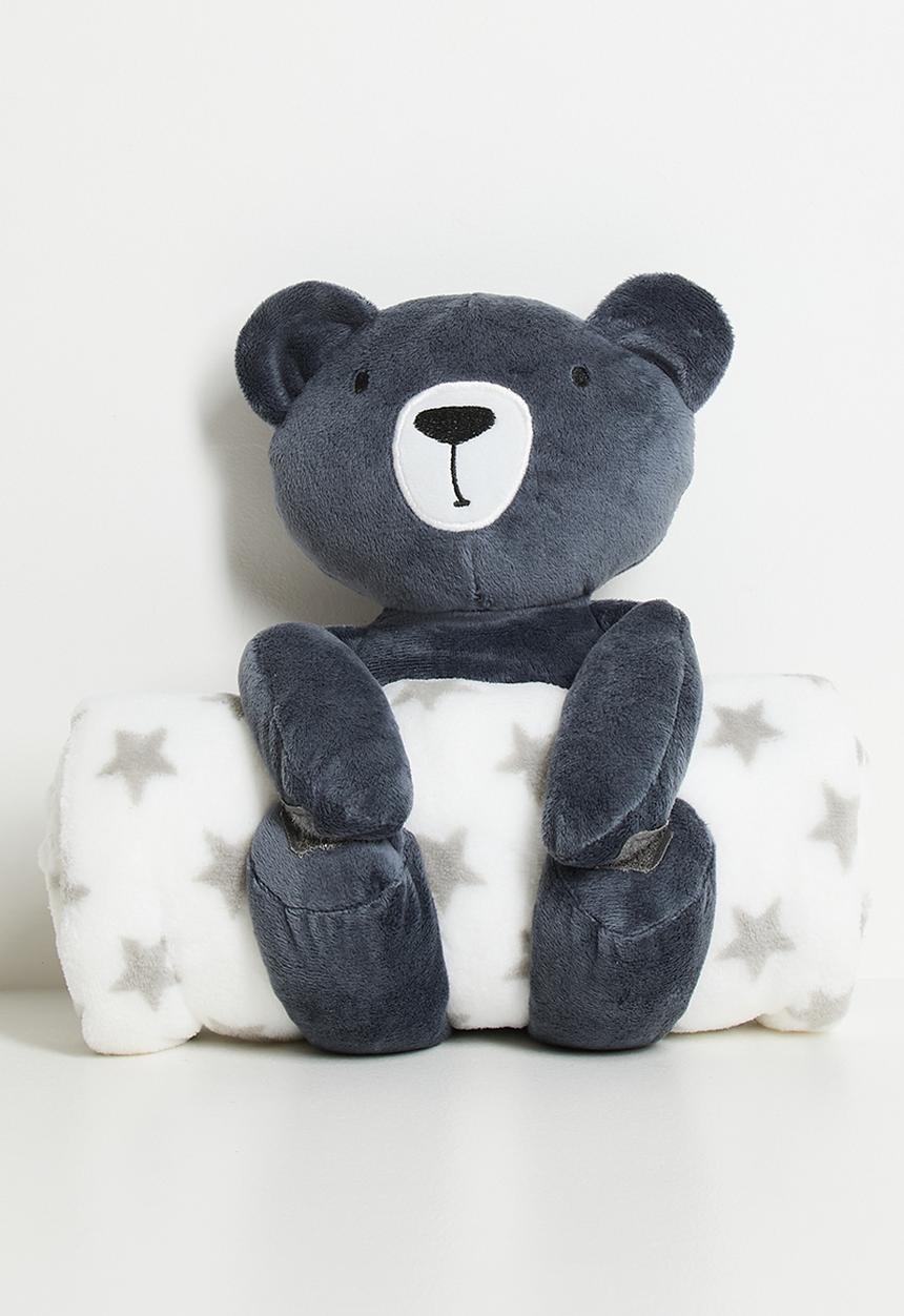 H&S - Black Bunny Blanket combo - white & navy