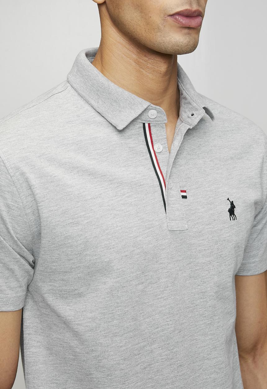 POLO - Jensen Badge Ss Golfer - Grey Melange