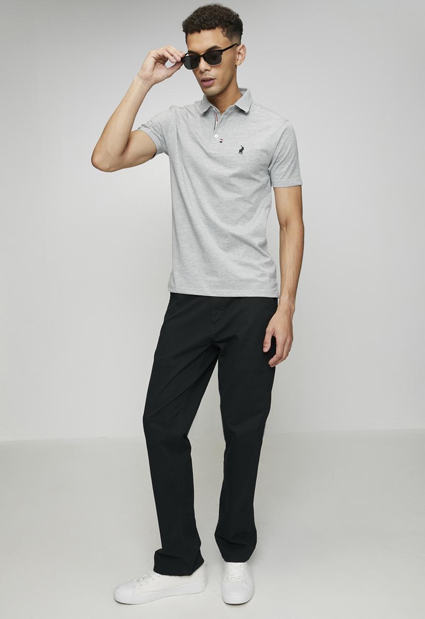 POLO - Jensen Badge Ss Golfer - Grey Melange
