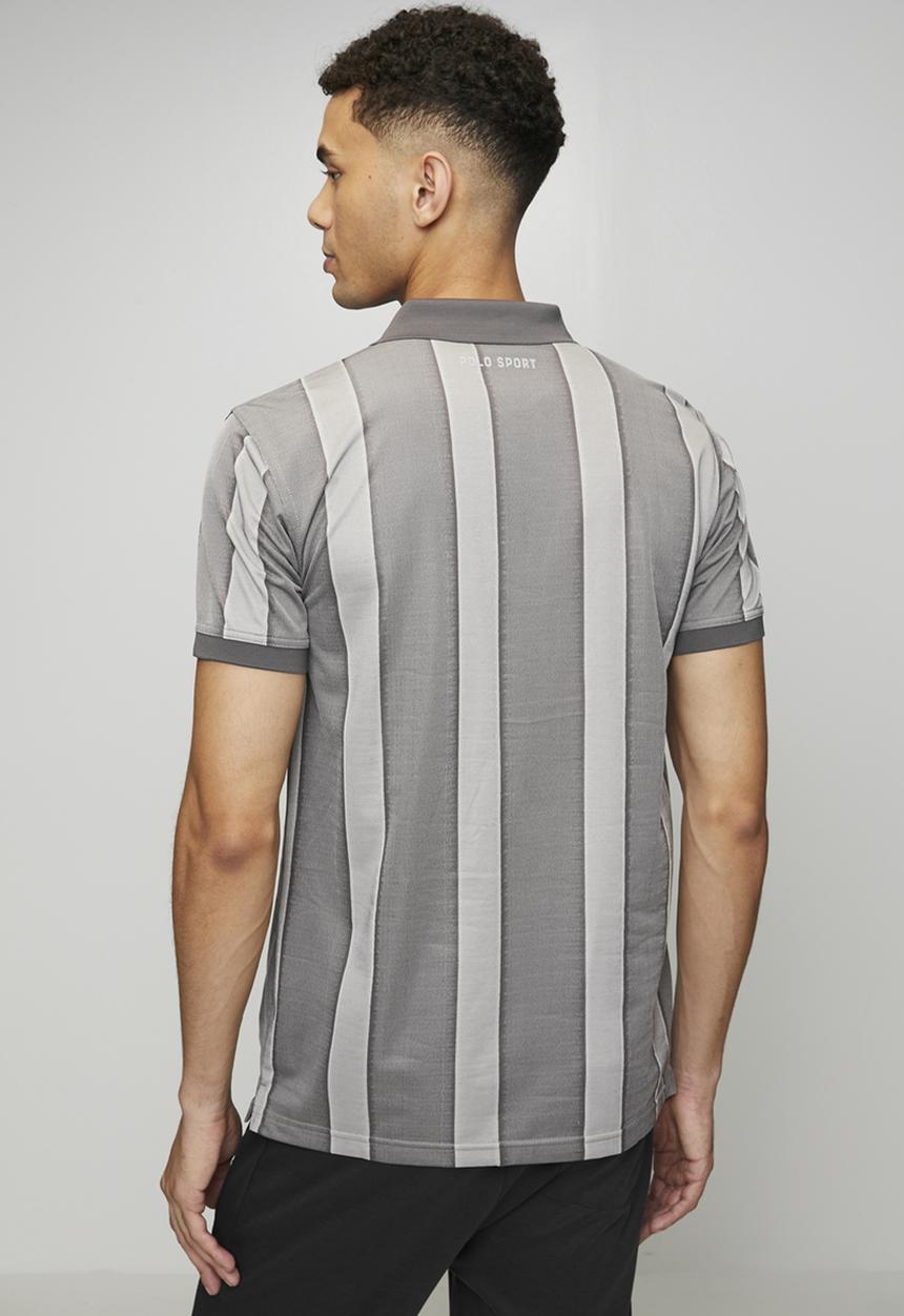 POLO - Mabaso Sport Ss Striped Golfer - Grey