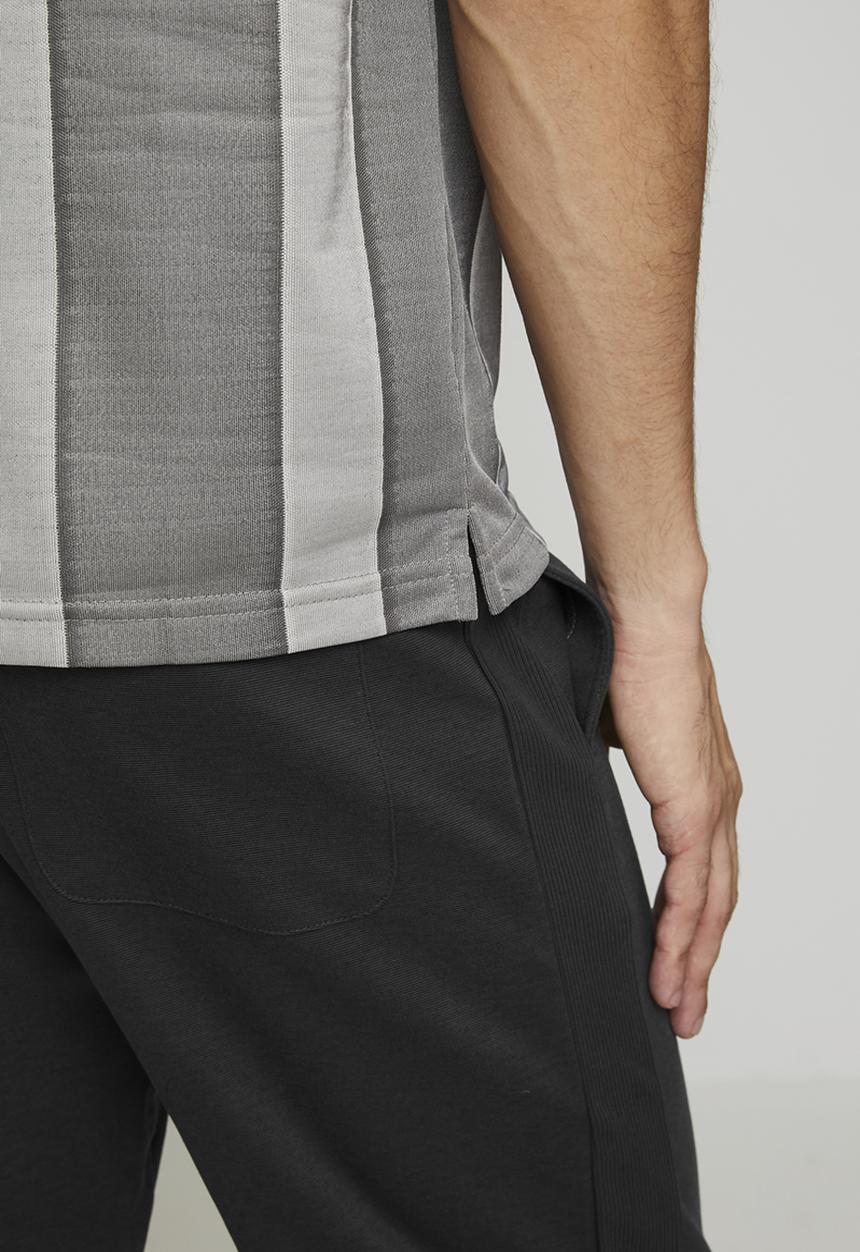POLO - Mabaso Sport Ss Striped Golfer - Grey