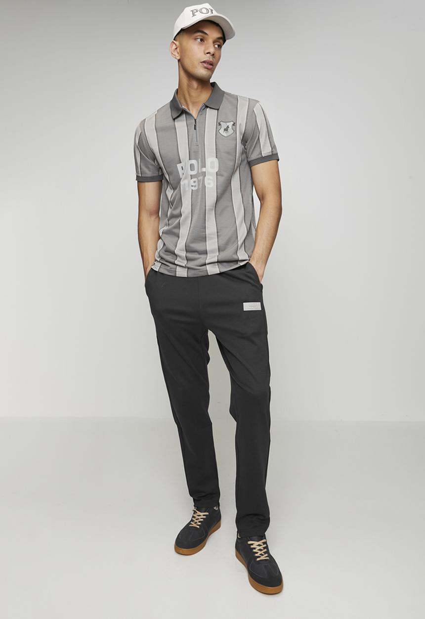 POLO - Mabaso Sport Ss Striped Golfer - Grey