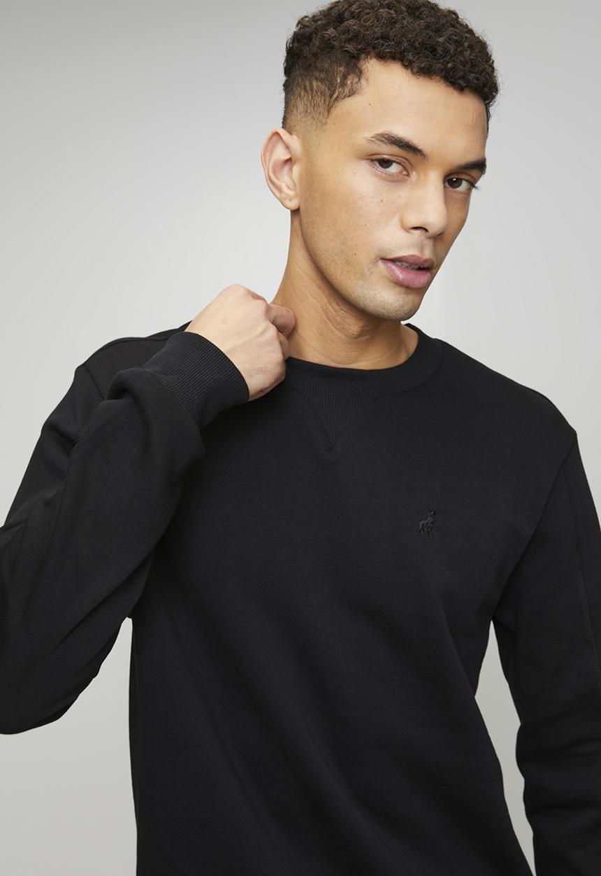 POLO - Aakil Essential Fleece Sweater - Black