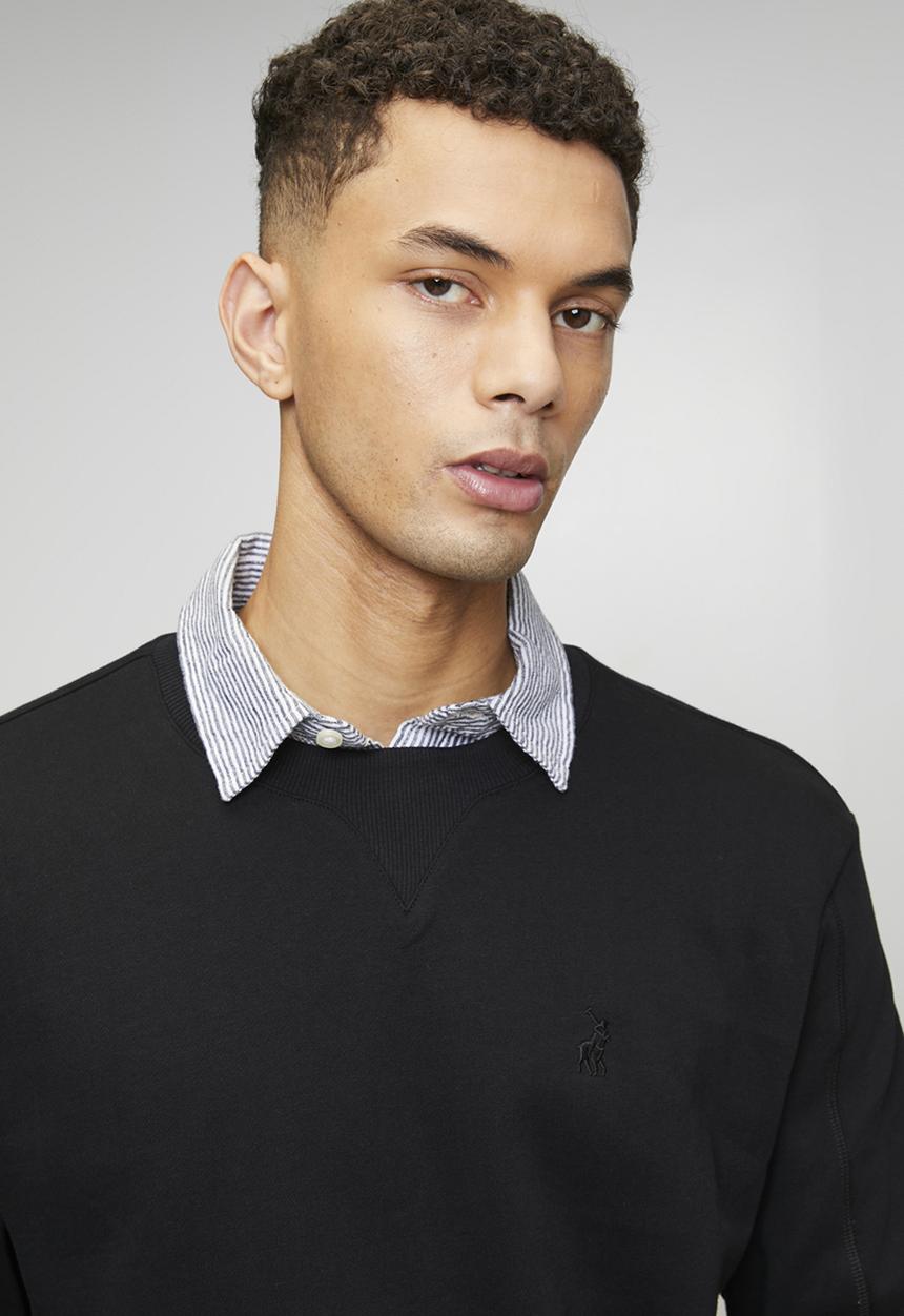 POLO - Aakil Essential Fleece Sweater - Black