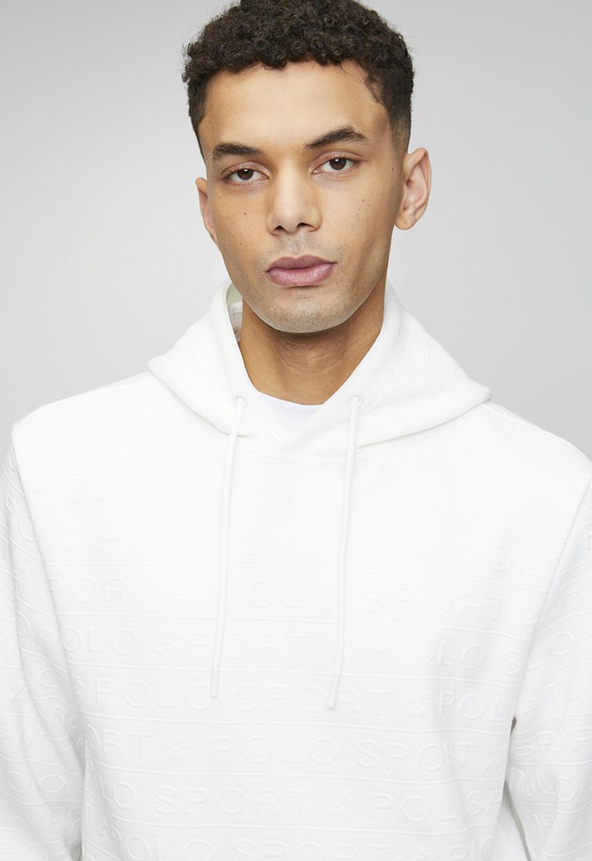 POLO - Thando Sport Ls Aop Fleece Hoodie - White