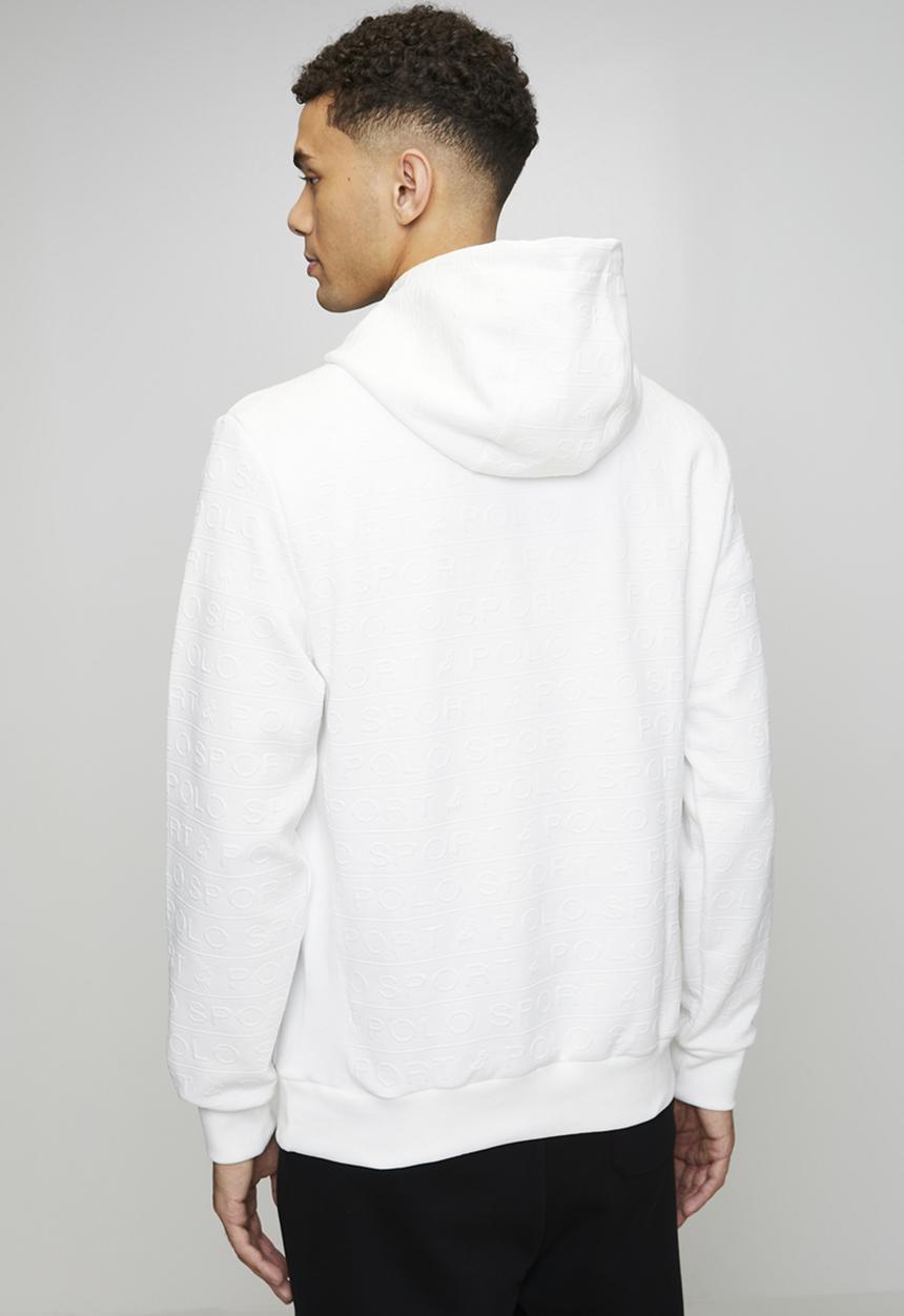 POLO - Thando Sport Ls Aop Fleece Hoodie - White