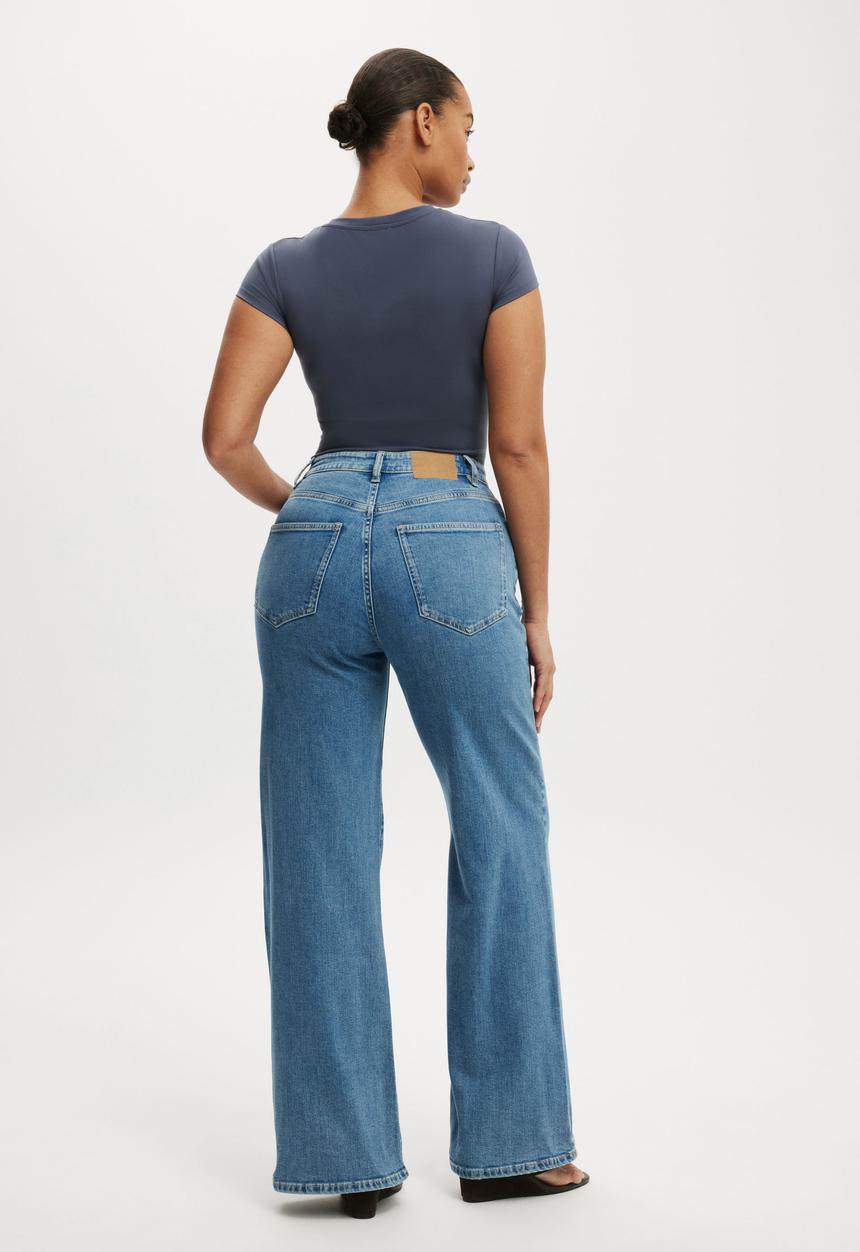Cotton On - Curvy stretch wide jean - pisces blue