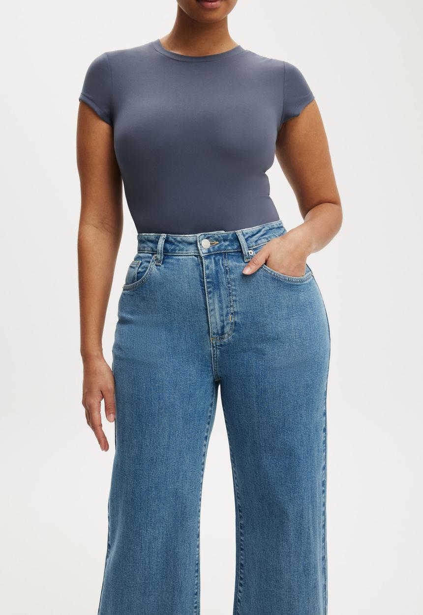 Cotton On - Curvy stretch wide jean - pisces blue