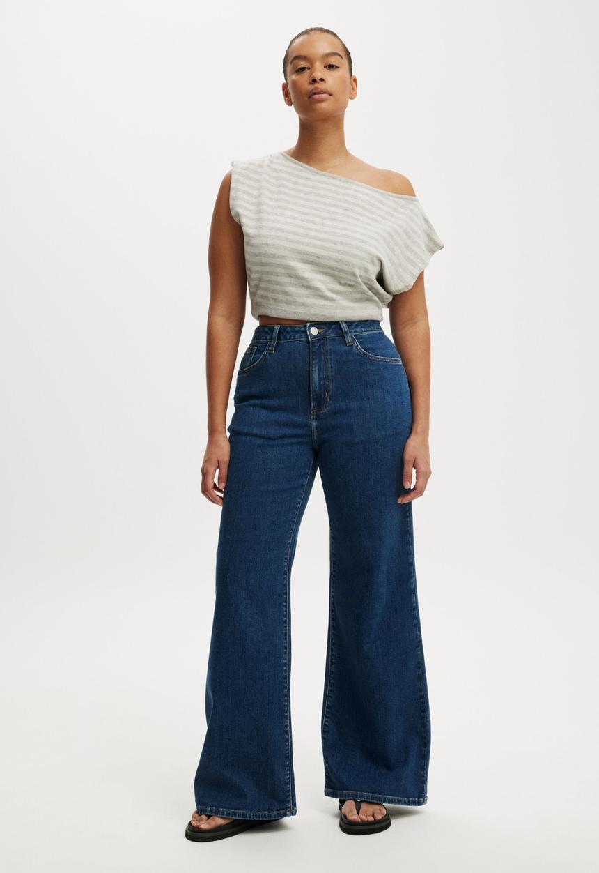 Cotton On - Curvy stretch wide jean - gemini blue pocket