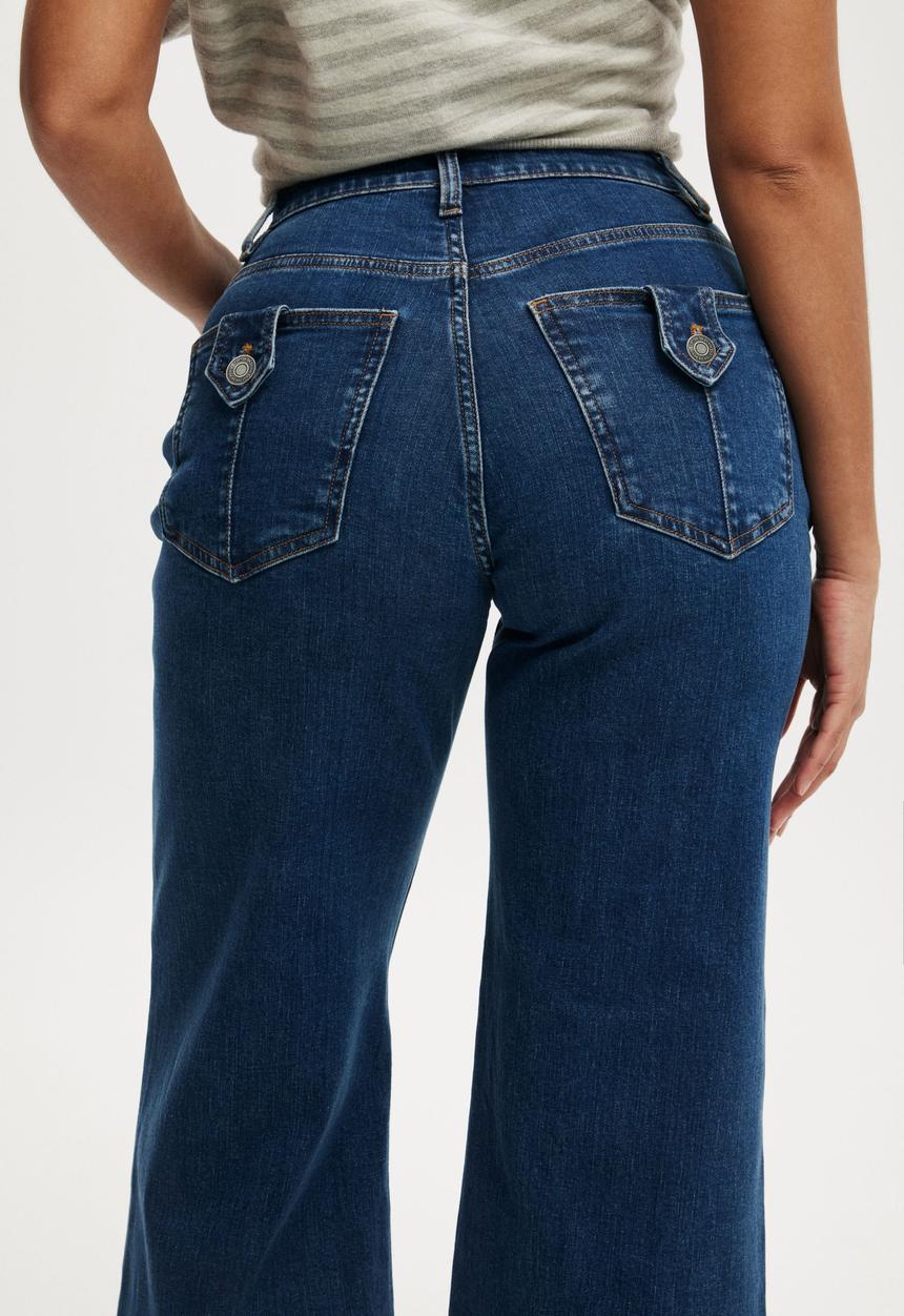 Cotton On - Curvy stretch wide jean - gemini blue pocket