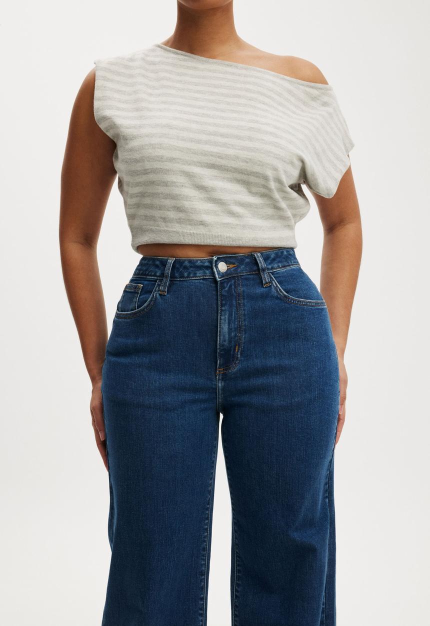 Curvy stretch wide jean - gemini blue pocket
