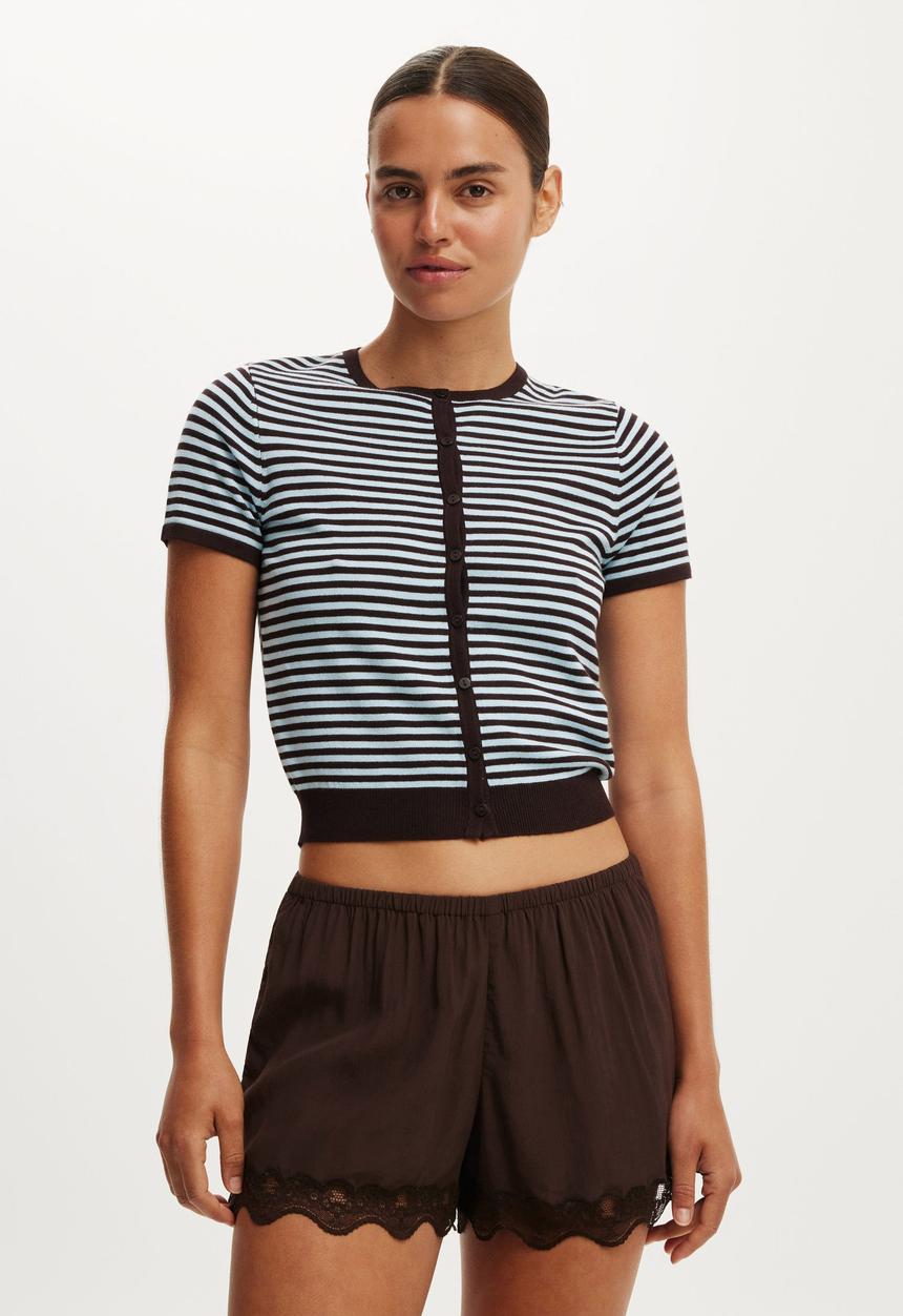 Cotton On - Cap sleeve crew cardi - marine/oak