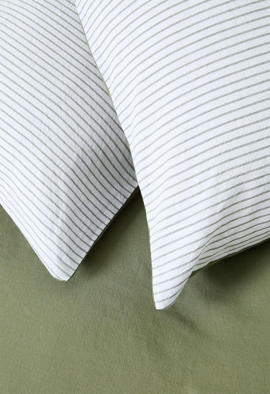 Sixth Floor - Cotton Yarndye Stripe Duvet Cover Set Olive
