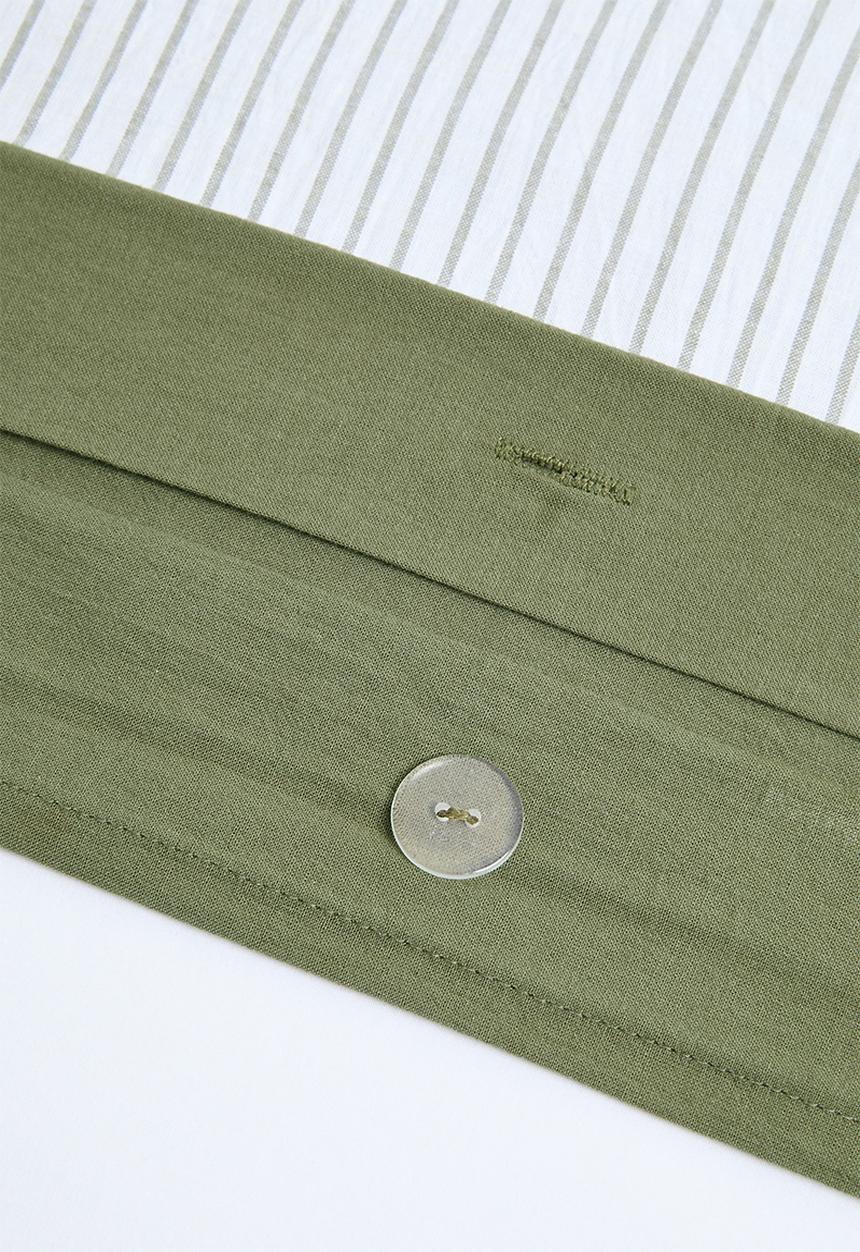 Sixth Floor - Cotton Yarndye Stripe Duvet Cover Set Olive