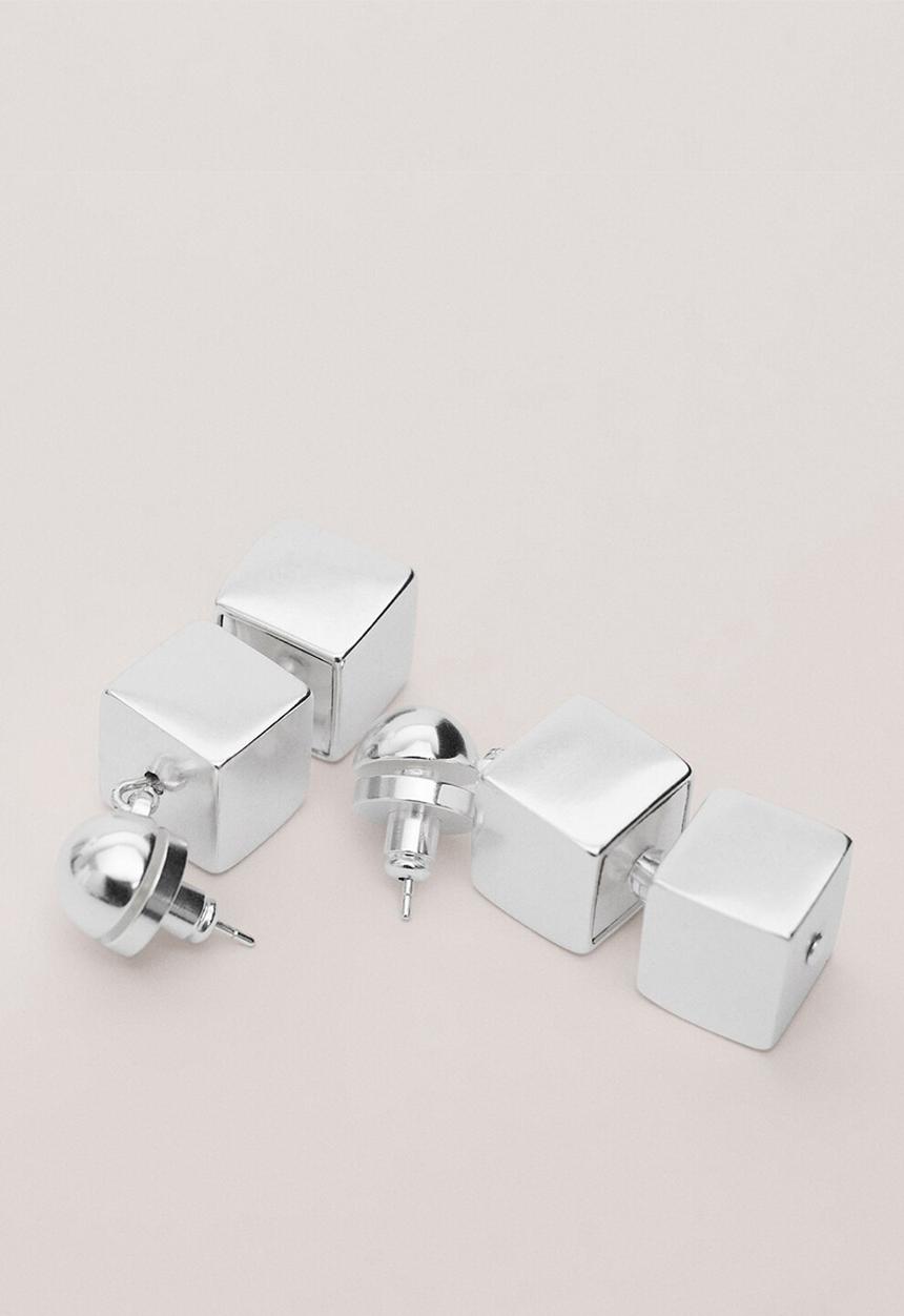 MANGO - Dice earrings - silver
