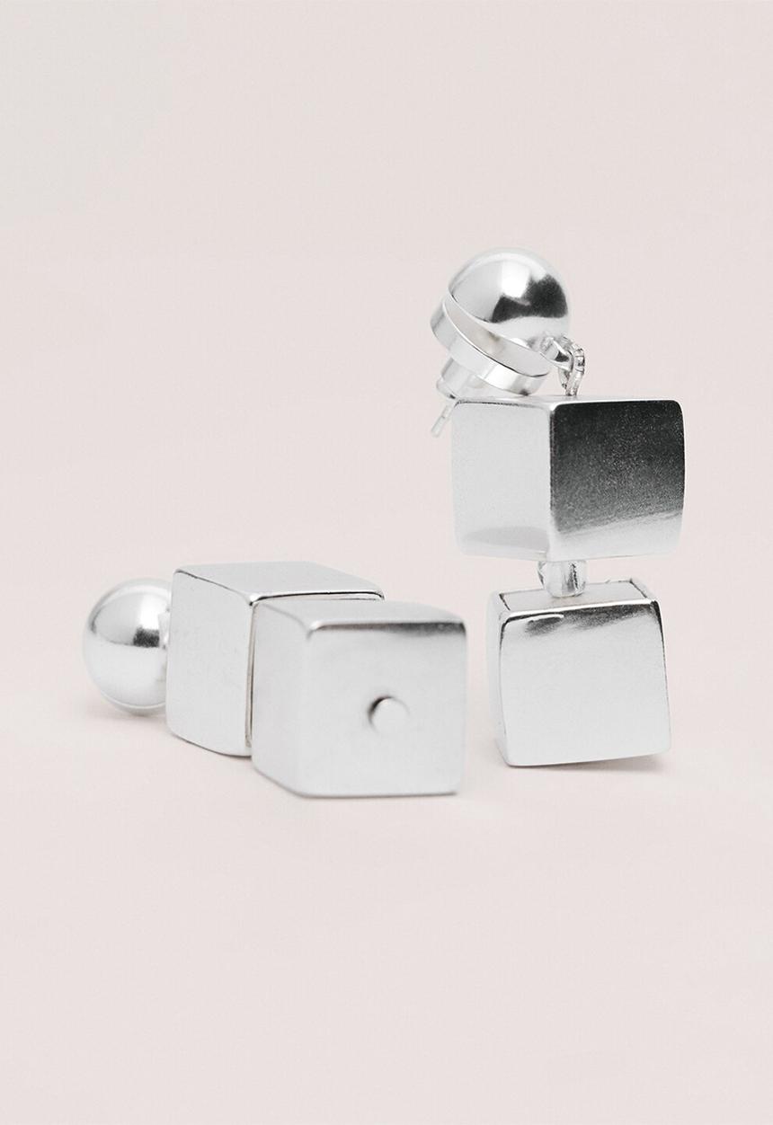 MANGO - Dice earrings - silver
