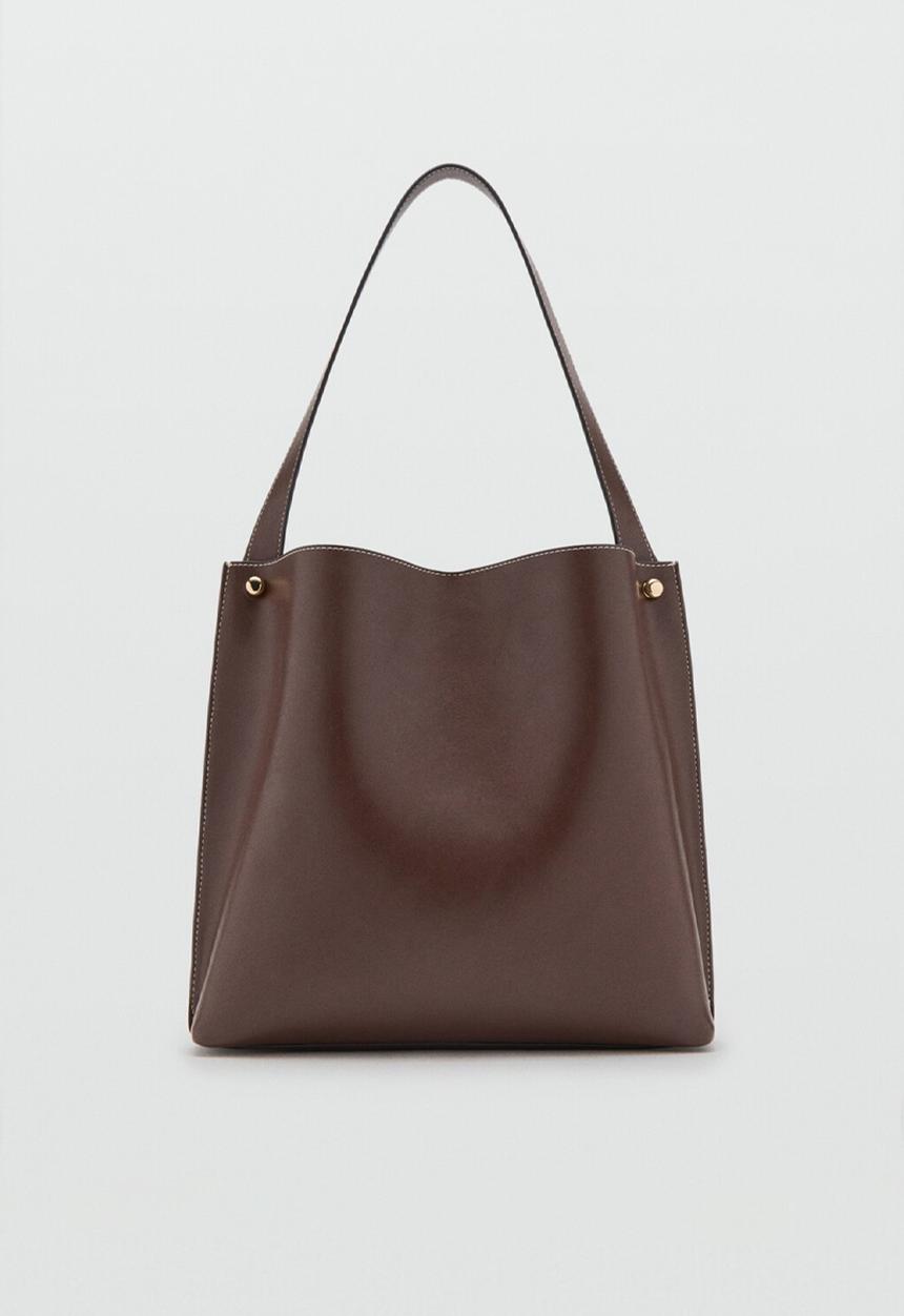 MANGO - Dots shoulder bag - brown