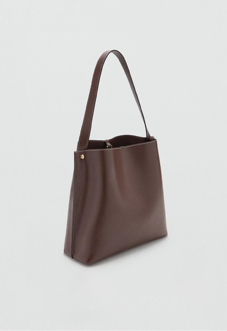 MANGO - Dots shoulder bag - brown