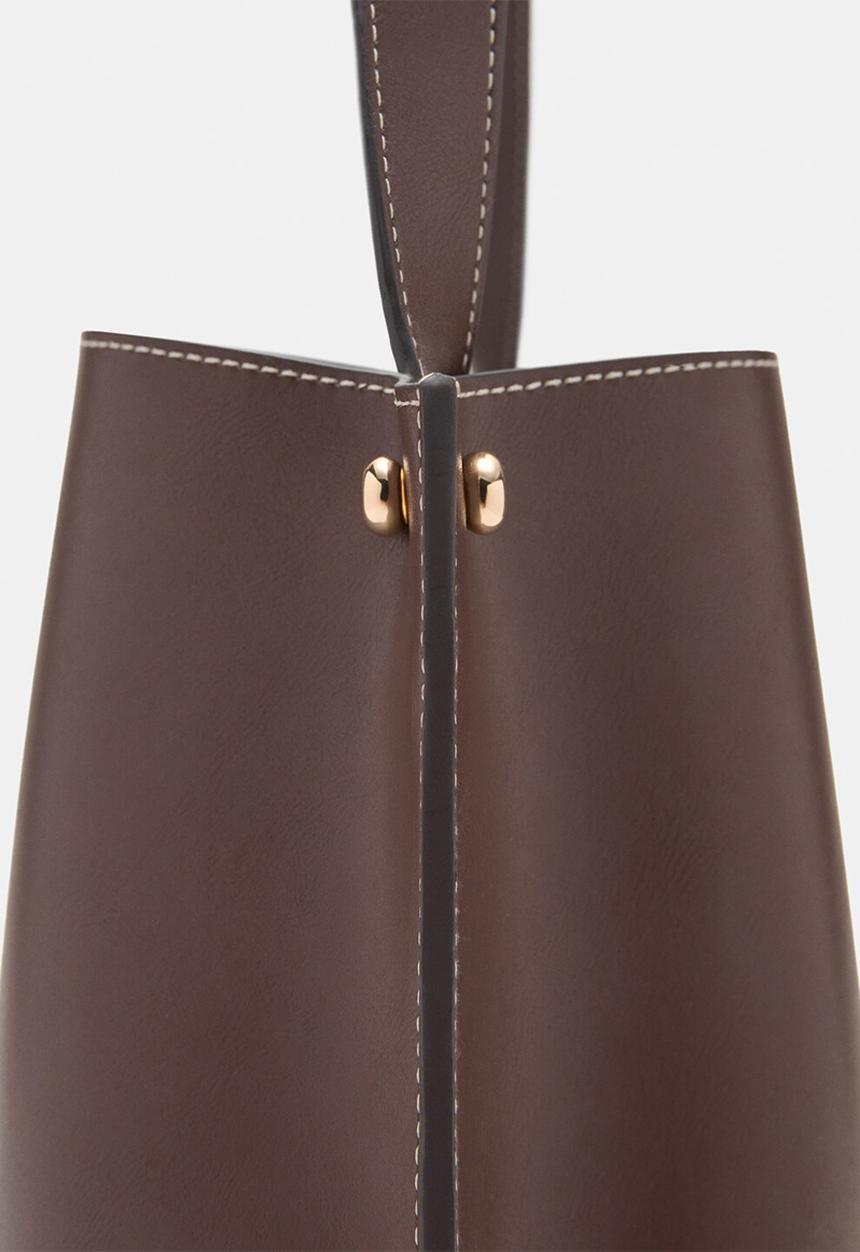 MANGO - Dots shoulder bag - brown